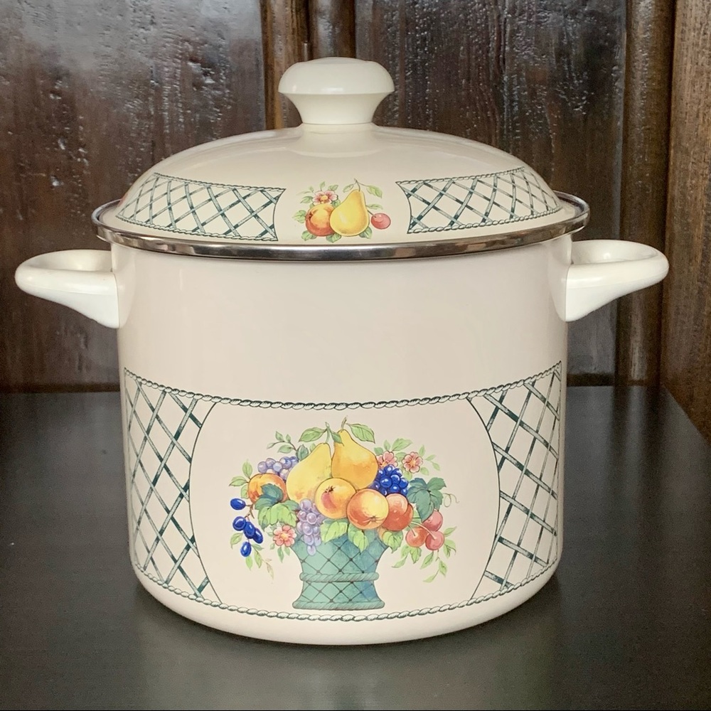 RARE VHT Villeroy & Boch Basket 8QT Metal Stew Pot w/ Handles and Finial